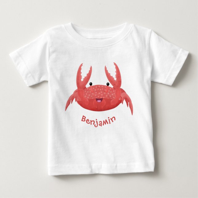 Cute red spotty crab cartoon illustration baby T-Shirt (Front)