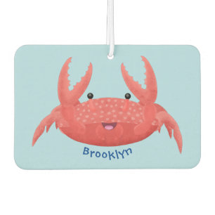 Cute red spotty crab cartoon illustration car air freshener