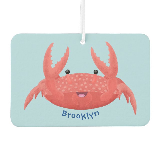 Cute red spotty crab cartoon illustration car air freshener (Front)