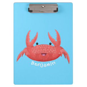 Cute red spotty crab cartoon illustration clipboard