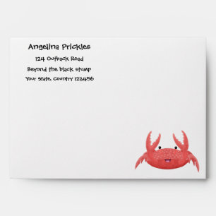 Cute red spotty crab cartoon illustration envelope