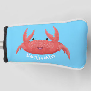 Cute red spotty crab cartoon illustration golf head cover