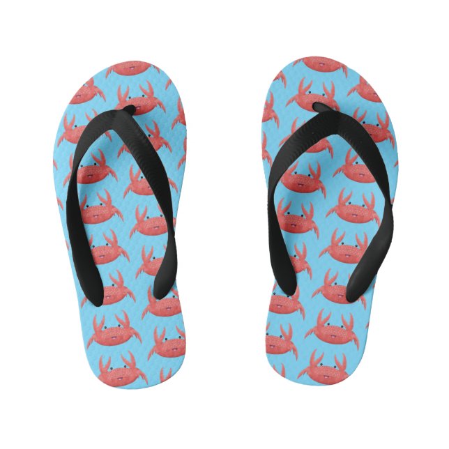 Cute red spotty crab cartoon illustration kid's jandals (Footbed)