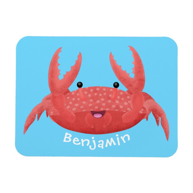 Cute red spotty crab cartoon illustration magnet (Horizontal)