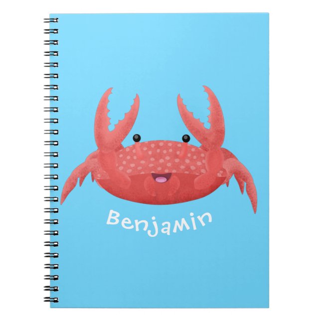 Cute red spotty crab cartoon illustration notebook (Front)