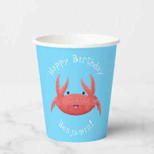 Cute red spotty crab cartoon illustration paper cups
