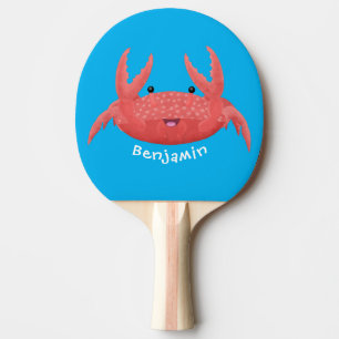 Cute red spotty crab cartoon illustration ping pong paddle