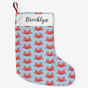 Cute red spotty crab cartoon illustration small christmas stocking