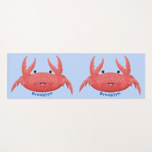 Cute red spotty crab cartoon illustration yoga mat