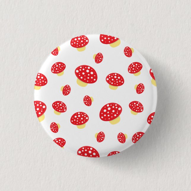 Cute Red Spotty Toadstool Mushrooms Pattern 3 Cm Round Badge (Front)
