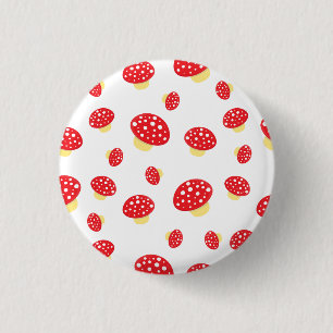 Cute Red Spotty Toadstool Mushrooms Pattern 3 Cm Round Badge