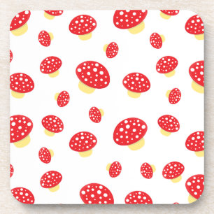Cute Red Spotty Toadstool Mushrooms Pattern Coaster