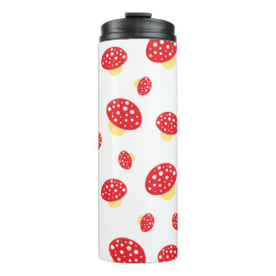Cute Red Spotty Toadstool Mushrooms Pattern Thermal Tumbler