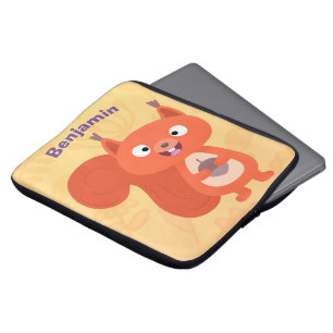 Cute red squirrel cartoon laptop sleeve