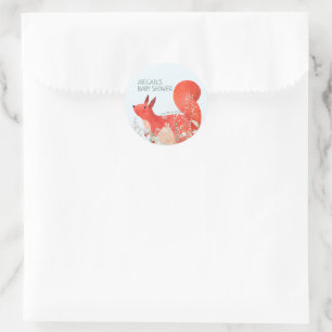 Cute Red Squirrel Wildflower Boy Baby Shower Classic Round Sticker