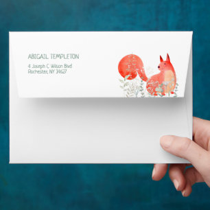 Cute Red Squirrel Wildflower Gender Baby Shower  Envelope
