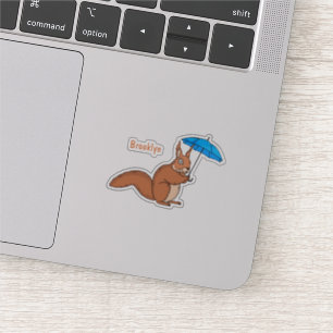Cute red squirrel with umbrella cartoon