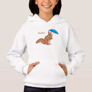 Cute red squirrel with umbrella cartoon 