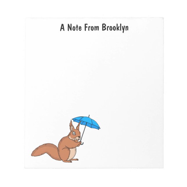 Cute red squirrel with umbrella cartoon notepad (Front)