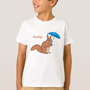 Cute red squirrel with umbrella cartoon T-Shirt