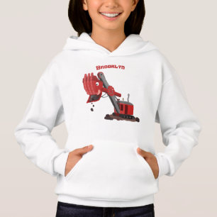 Cute red steam shovel digger cartoon illustration
