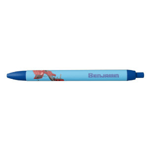 Cute red steam shovel digger cartoon illustration black ink pen
