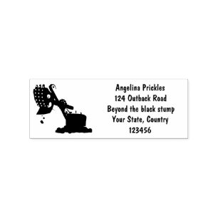 Cute red steam shovel digger cartoon illustration rubber stamp