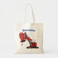 Cute red steam shovel digger cartoon illustration