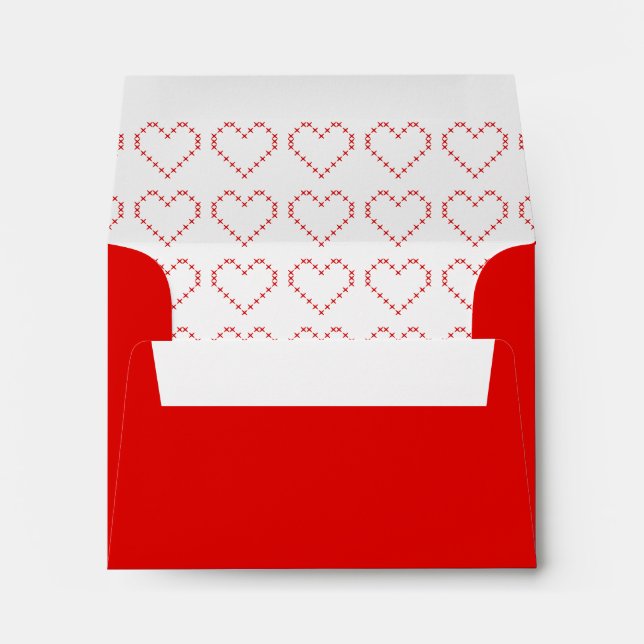 Cute red stitch hearts envelope liner design (Back (Bottom))