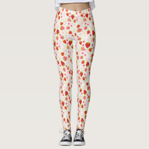 Cute Red Strawberry Fruit Pattern Leggings