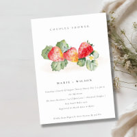 Cute Red Strawberry Leafy Foliage Couples Shower
