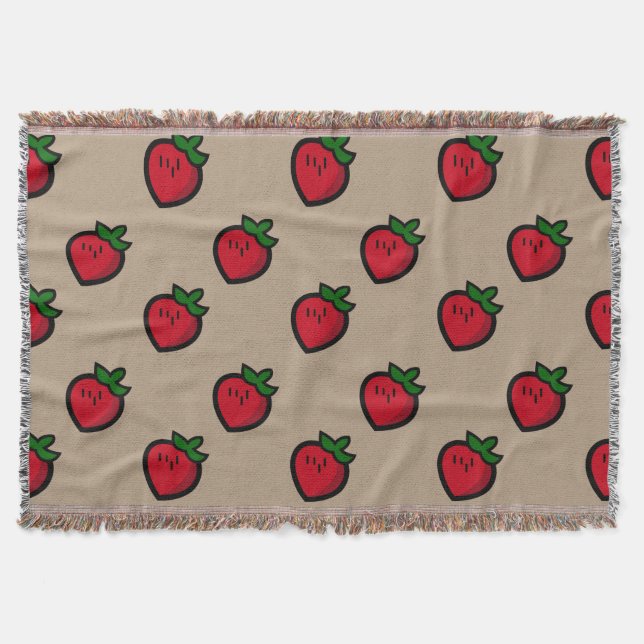 Cute Red Strawberry Pattern for Vegans Throw Blanket (Front)