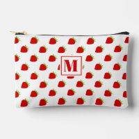 Cute Red Strawberry Pattern Monogrammed