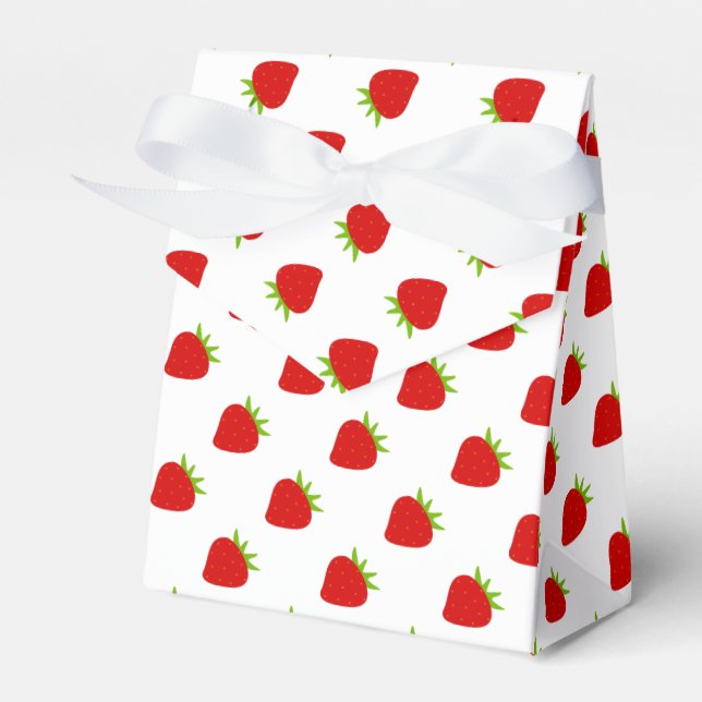 Cute Red Strawberry Pattern Tent Favour Box (Front Side)