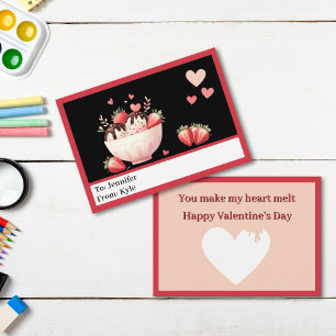 Cute Red Strawberry Sundae Classroom Valentine Card