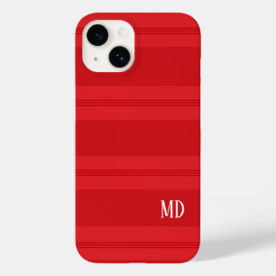 Cute Red Striped Christmas Monogram Case-Mate iPhone 14 Case