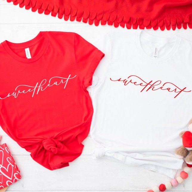 Cute Red Sweetheart Script Valentine’s Day Shirt (Creator Uploaded)