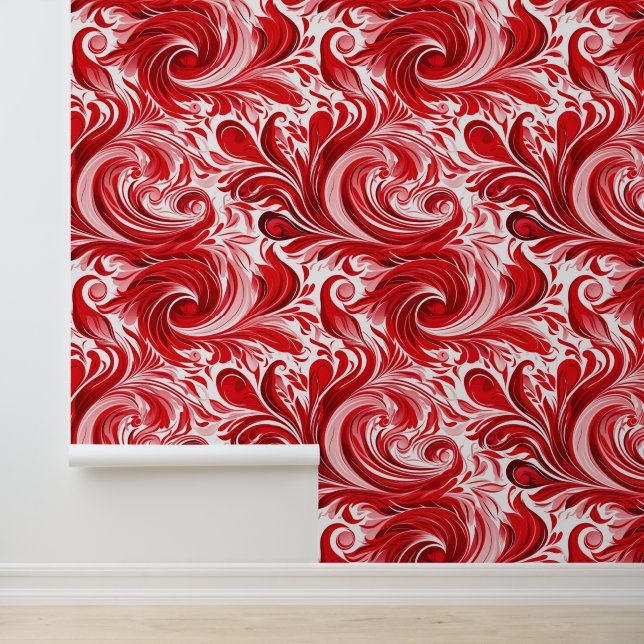 Cute red swirl tiled pattern wallpaper (Application)