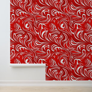 Cute red tiled twirl pattern  wallpaper