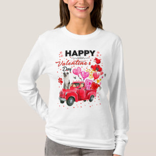 Cute Red Truck Australian Shepherd Valentine's Day T-Shirt