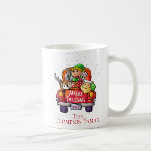 Cute Red Truck Christmas Hot Chocolate Name   Coffee Mug