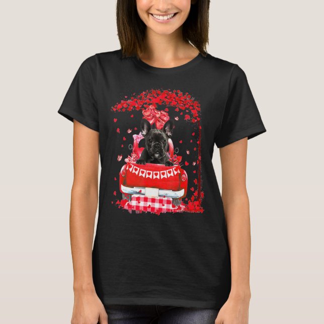 Cute Red Truck French Bulldog Valentines Day Costu T-Shirt (Front)