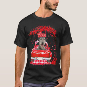 Cute Red Truck Irish Wolfhound Valentines Day Cost T-Shirt