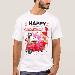 Cute Red Truck Pug Valentine's Day Costume T-Shirt