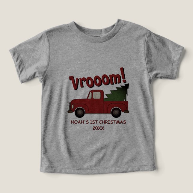 Cute red truck with Christmas tree custom (Design Front)