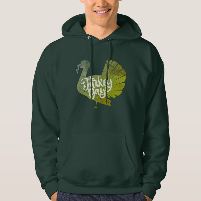 Cute Red Turkey Shape with Text Typography Hoodie (Front)