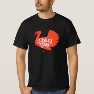Cute Red Turkey Shape with Text Typography T-Shirt