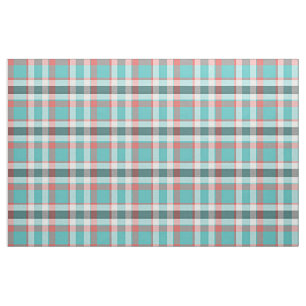 Cute Red Turquoise Retro Chic Tartan Plaid Pattern Fabric