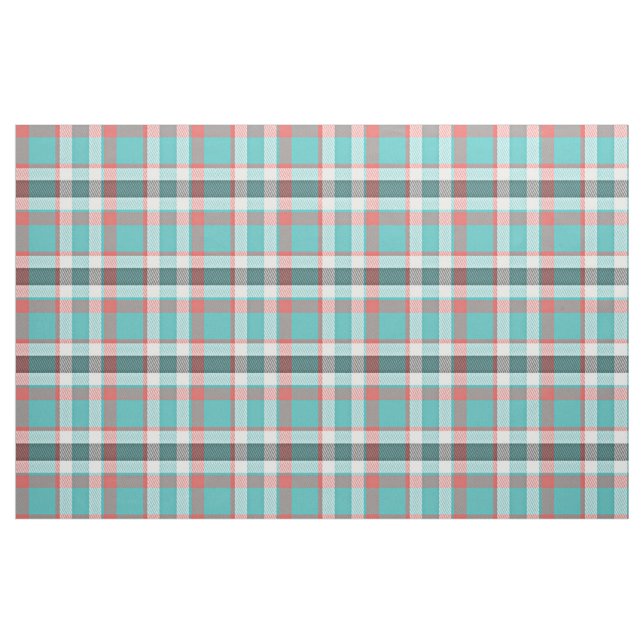 Cute Red Turquoise Retro Chic Tartan Plaid Pattern Fabric (Fat Quarter)