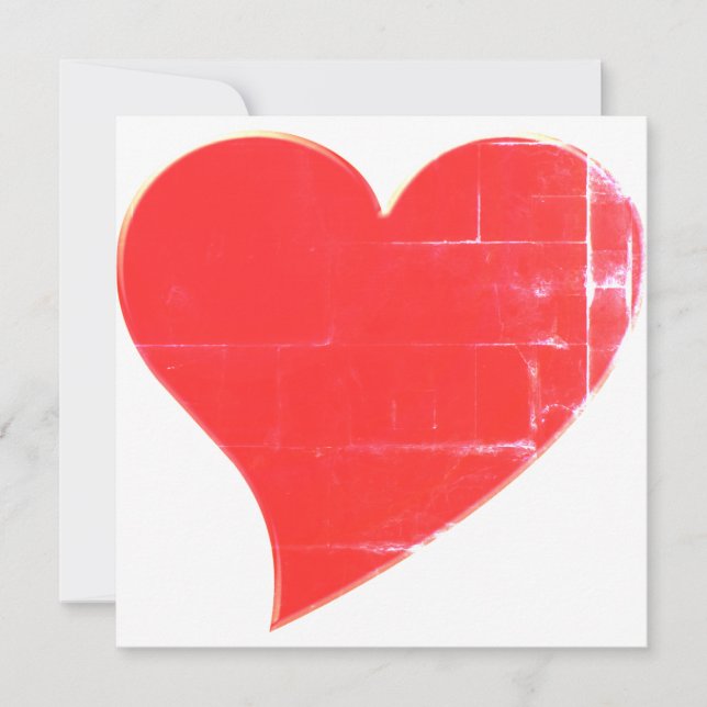 Cute red vintage distressed heart Valentine’s card (Front)